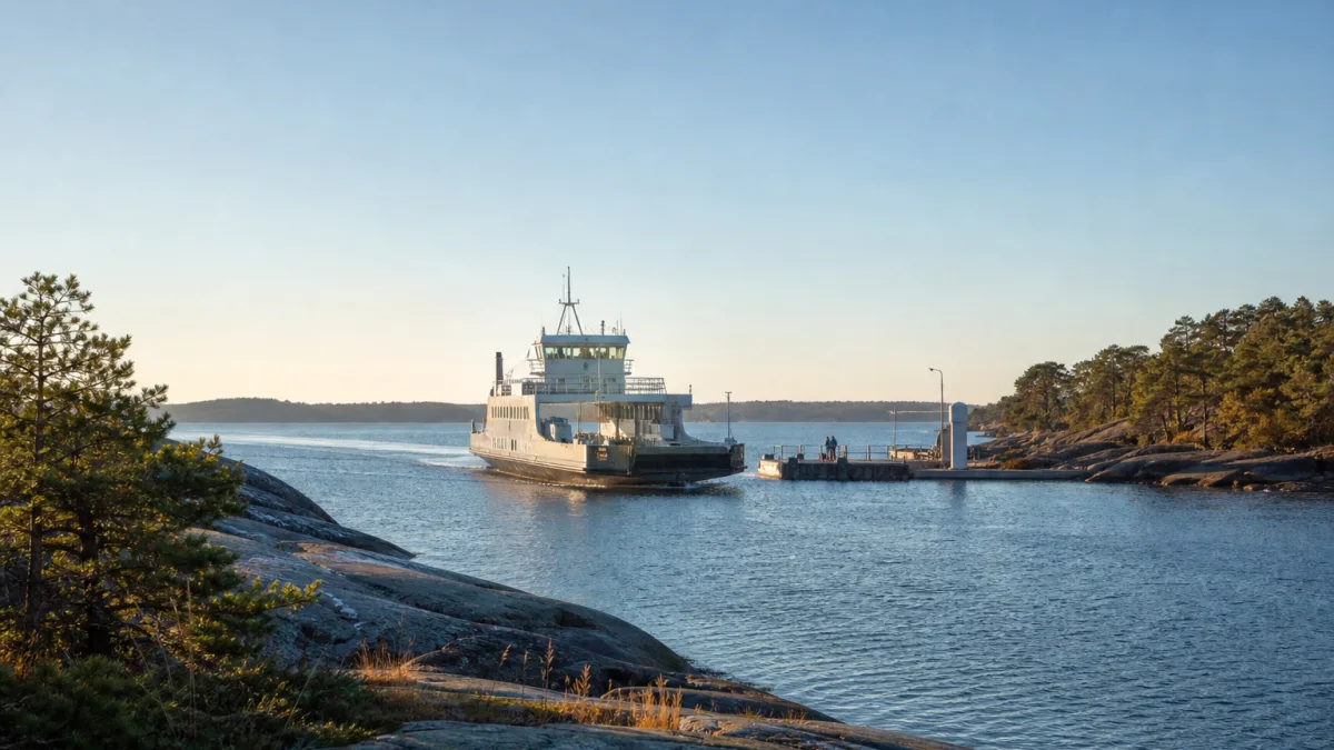 Färja på väg in mot skärgårdsläge